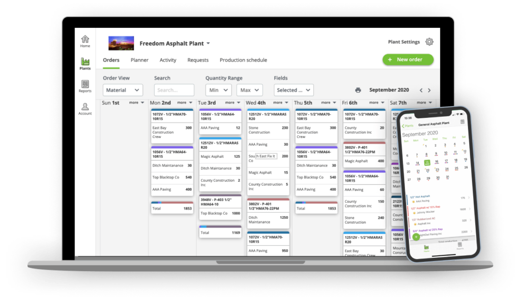 Asphalt Plant Scheduling online on iphone or laptop